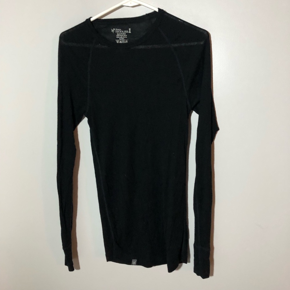 Ibex woolies 1 mens black medium merino wool long sleeve base layer performance